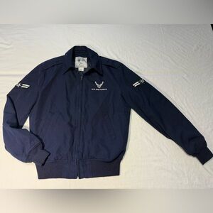 US Air Force Men's 42L Navy Blue Wool Bomber Jacket Vintage military tactical